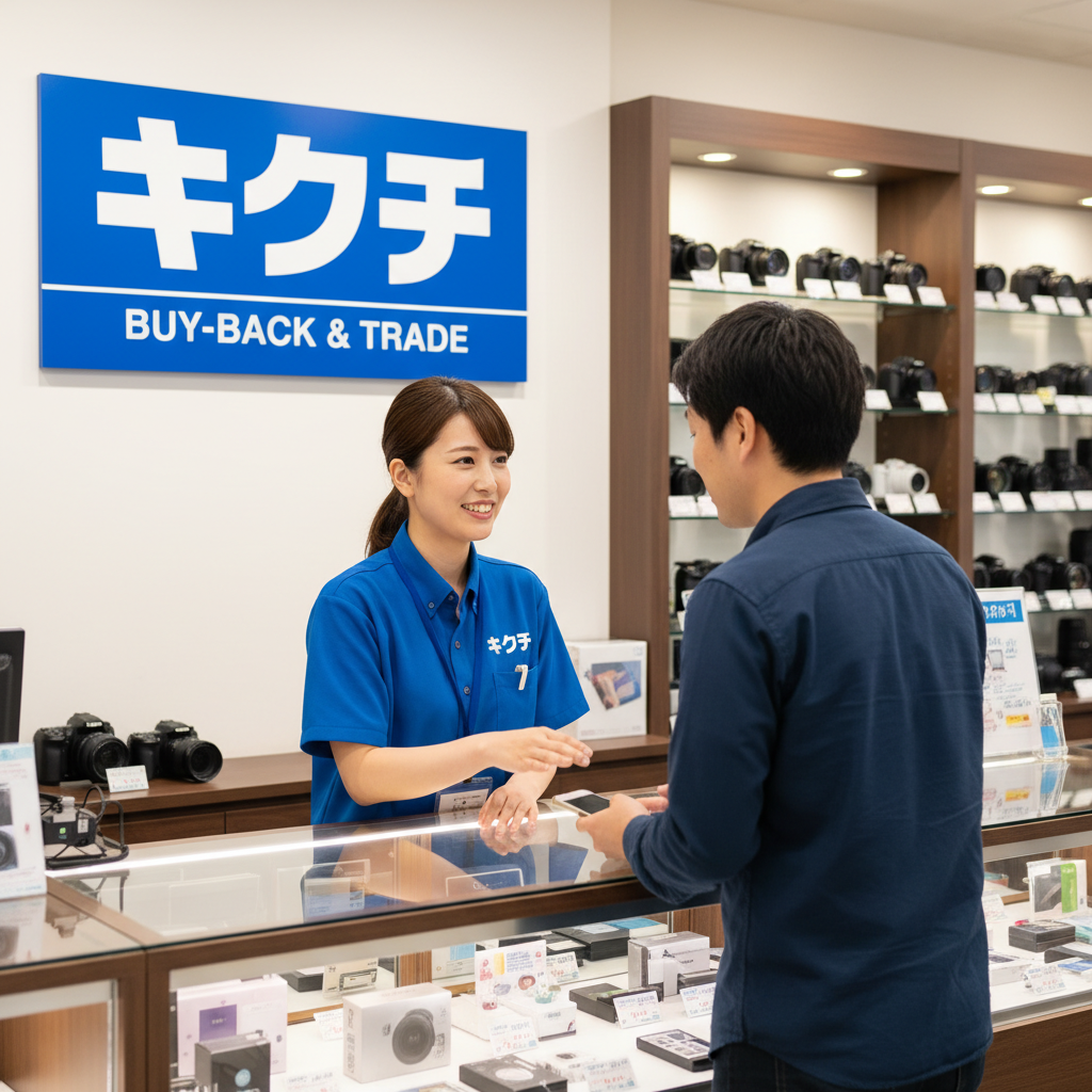 買取の流れを説明するスタッフ