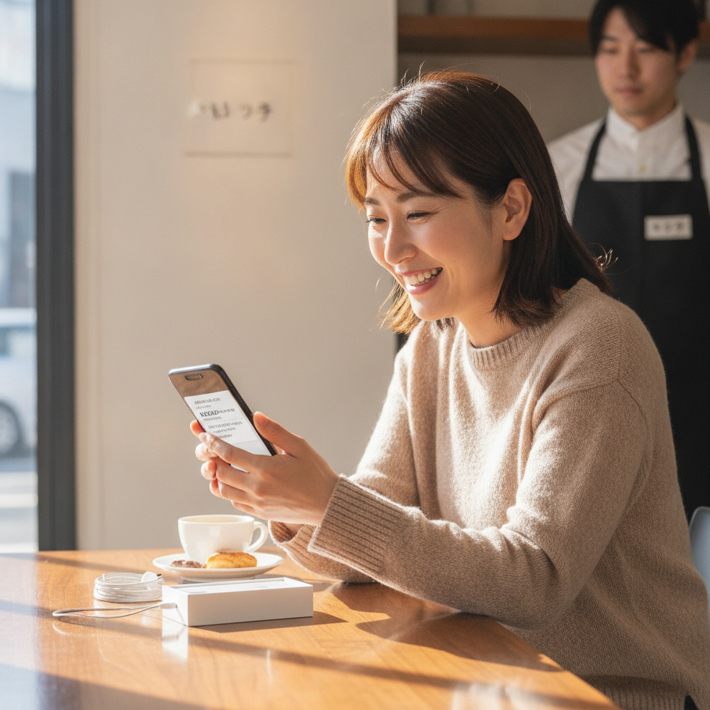 買取完了後に喜ぶ女性