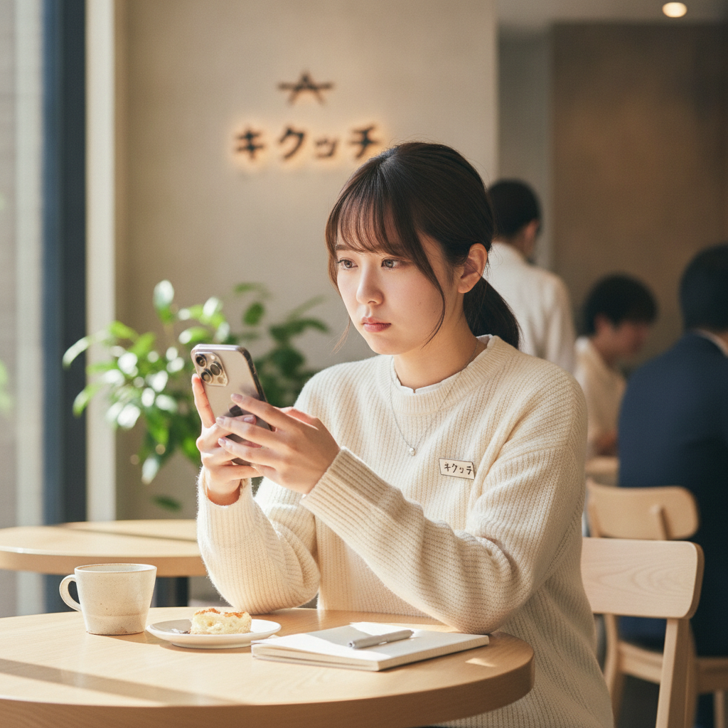 iPhone 16 Proの買取を考える女性