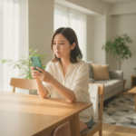 売却を検討中のGalaxy Aシリーズを手に取る様子