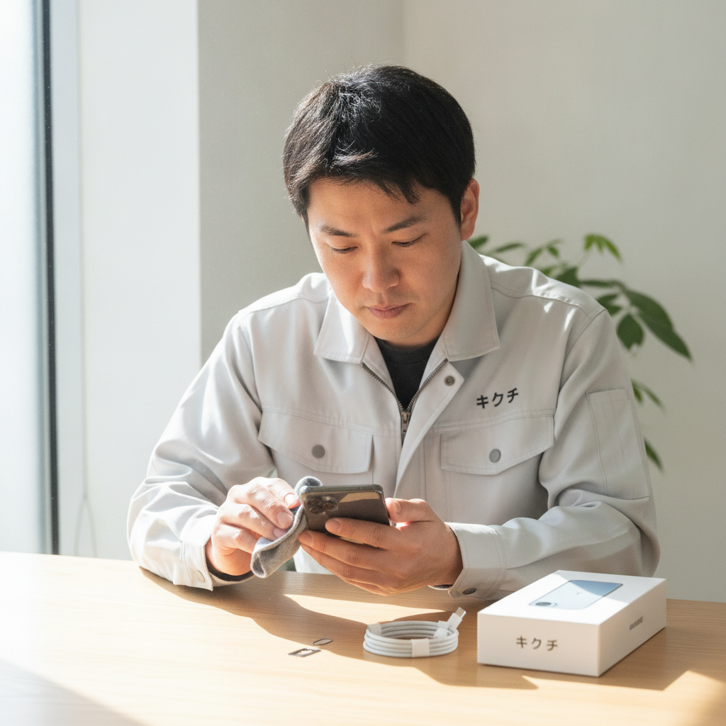 買取前にスマホをクリーニング・付属品を準備