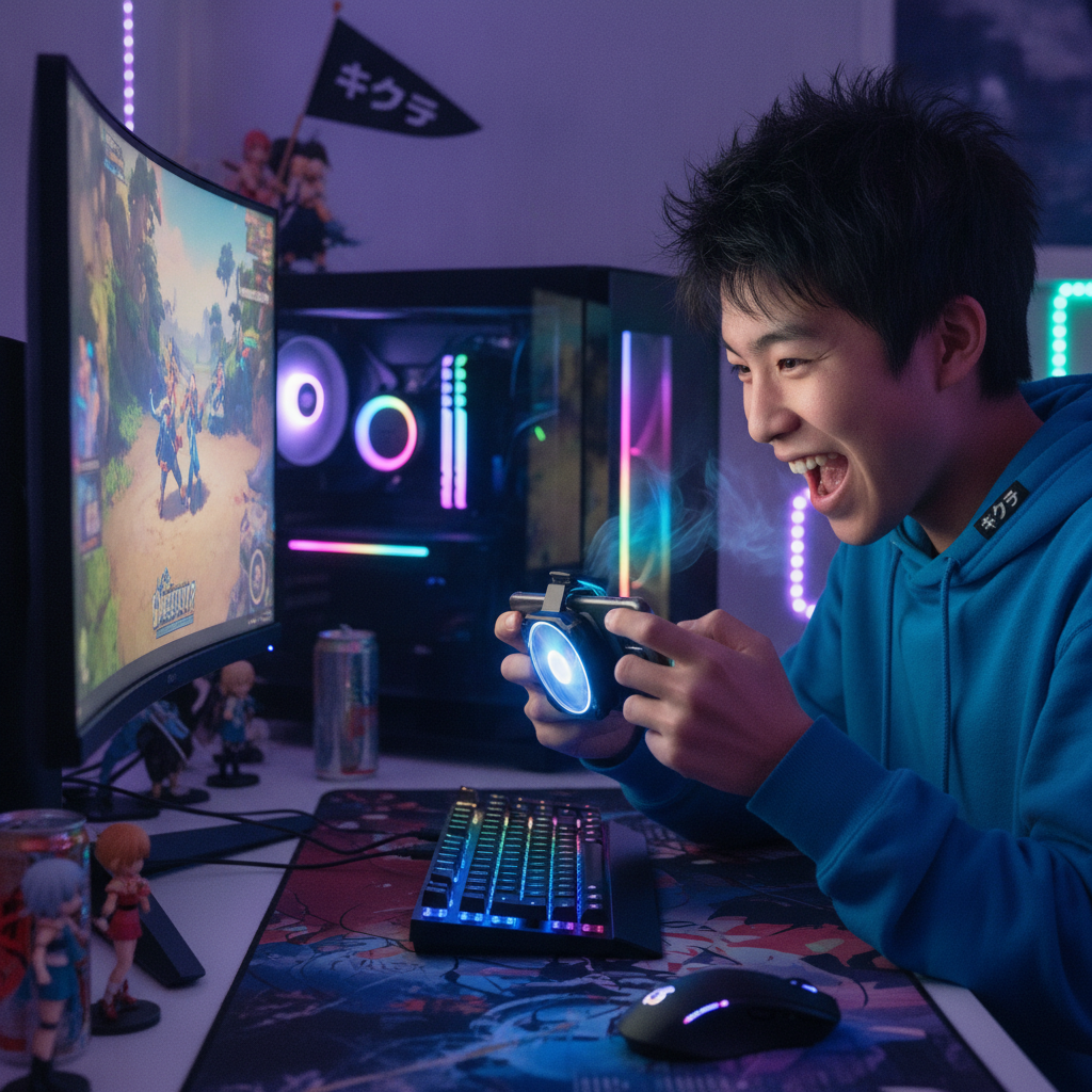 ゲーミングスマホでゲームをプレイする様子
