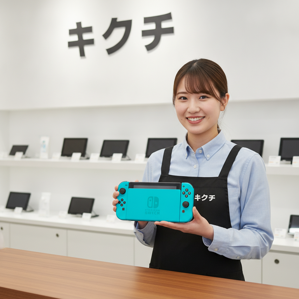 買取のキクチのスタッフとSwitch Lite