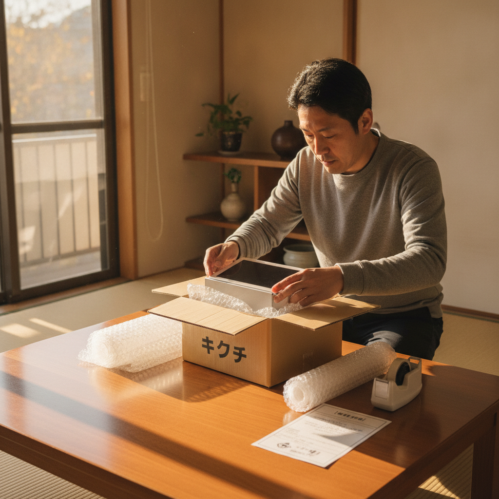 1台ずつ緩衝材で包み、箱の中で動かないようにするのが梱包の基本です