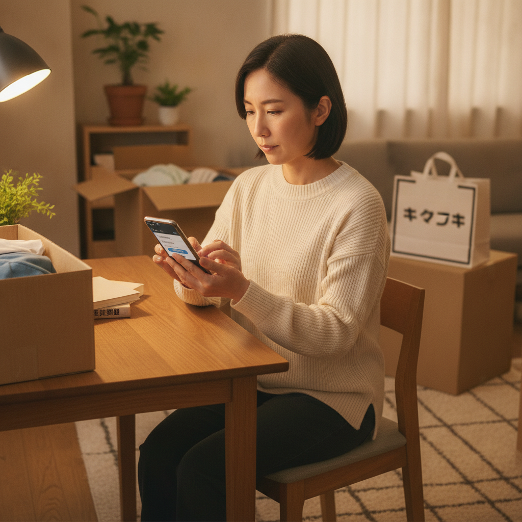 スマホを売る前にeSIM設定を確認する女性