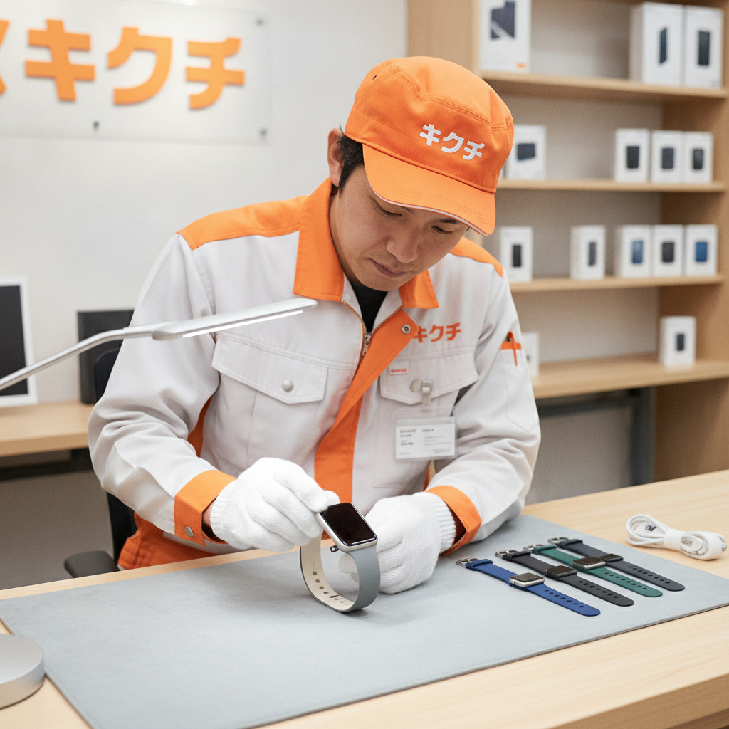 キクチのスタッフによるApple Watchの査定作業