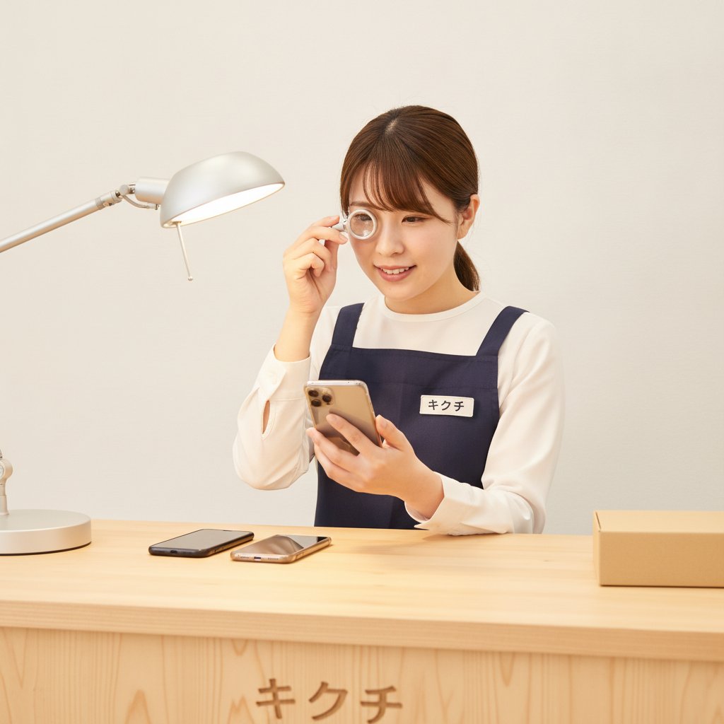 買取のキクチのスタッフによるiPhone査定